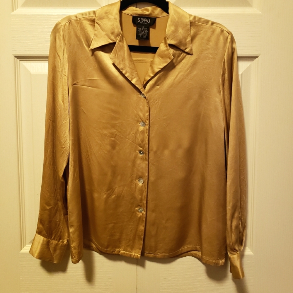 Studio 3000 S gold petite silk shirt